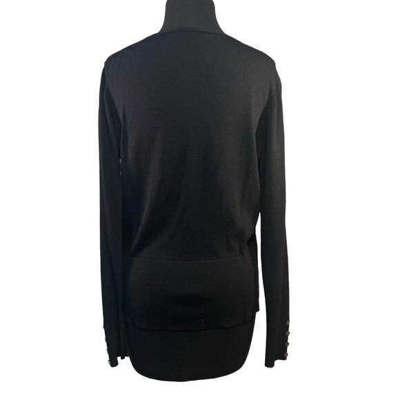 Worthington Size Medium Black Cardigan Sweater With Button Front & Sleeve Detail - Picture 6 of 7